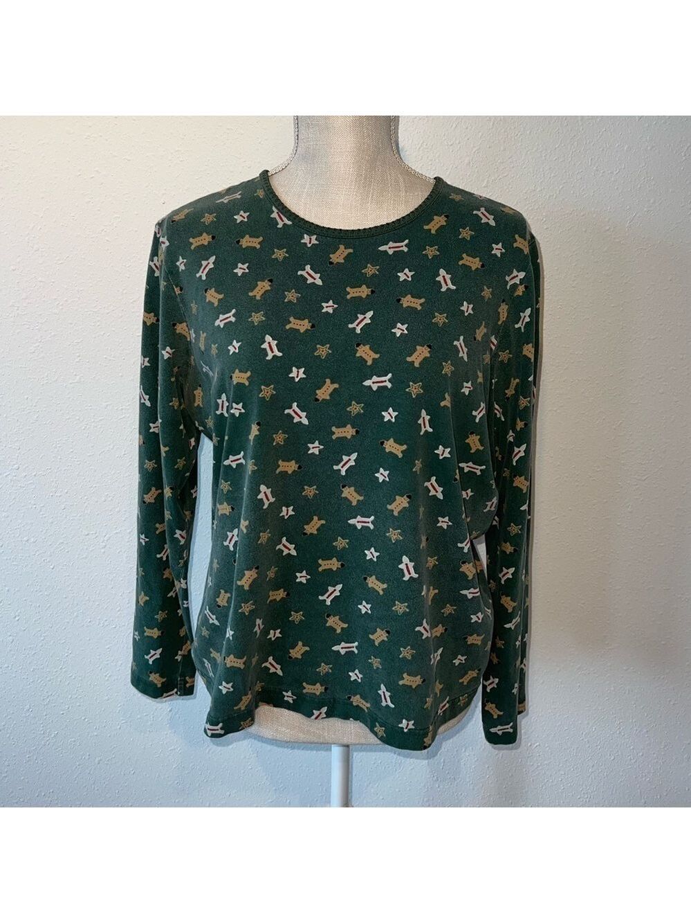 High Sierra Gingerbread Man Christmas Long Sleeve Shirt Size Large